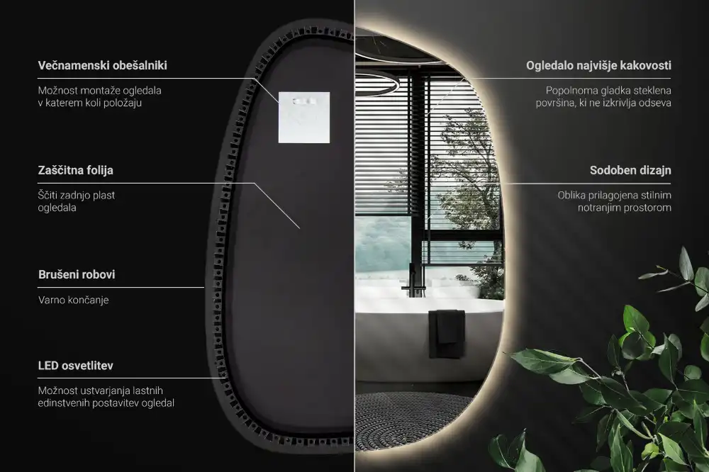 Organické zrkadlo so svetlom bezrámové