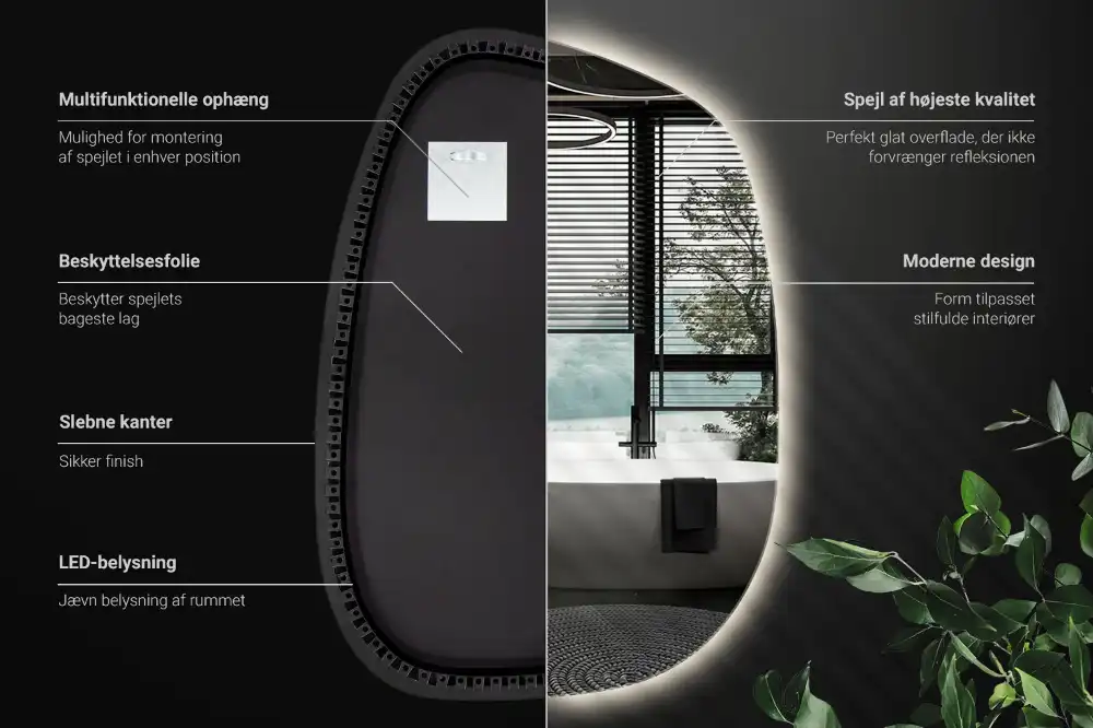 Organické zrkadlo so svetlom bezrámové