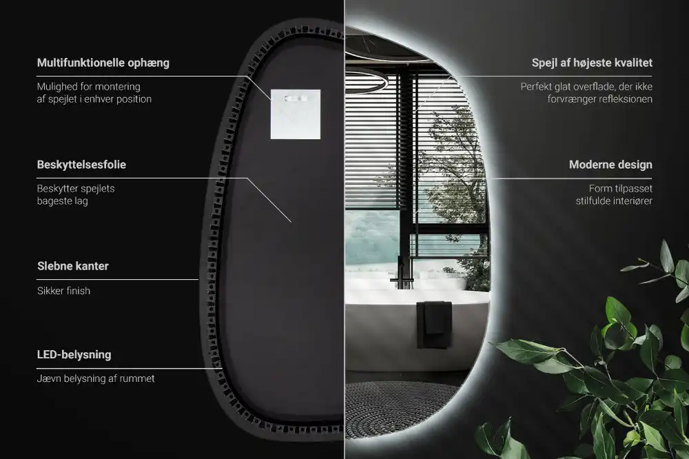 Organické zrkadlo so svetlom bezrámové