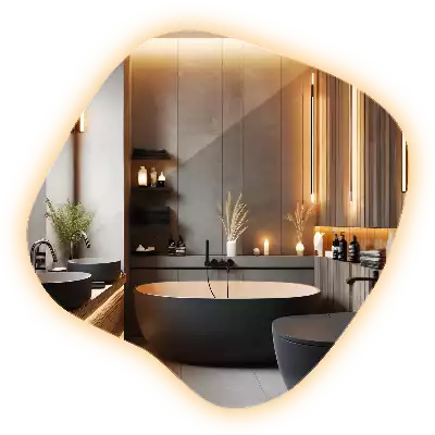 Zrkadlo v tvare škvrny s LED podsvietením jedinečné