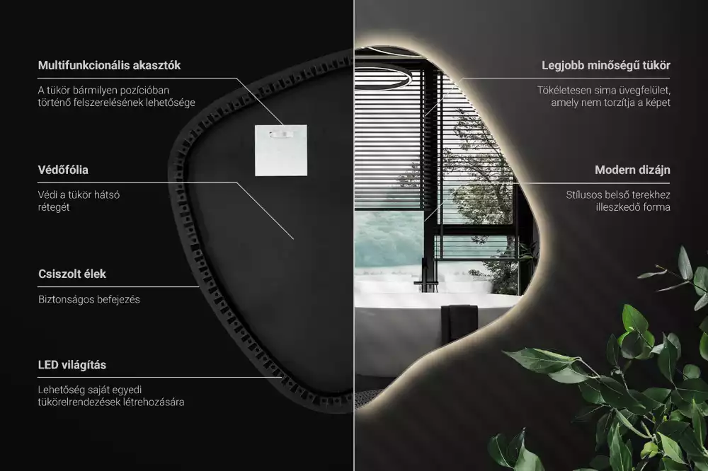 Zrkadlo v tvare škvrny s LED podsvietením jedinečné