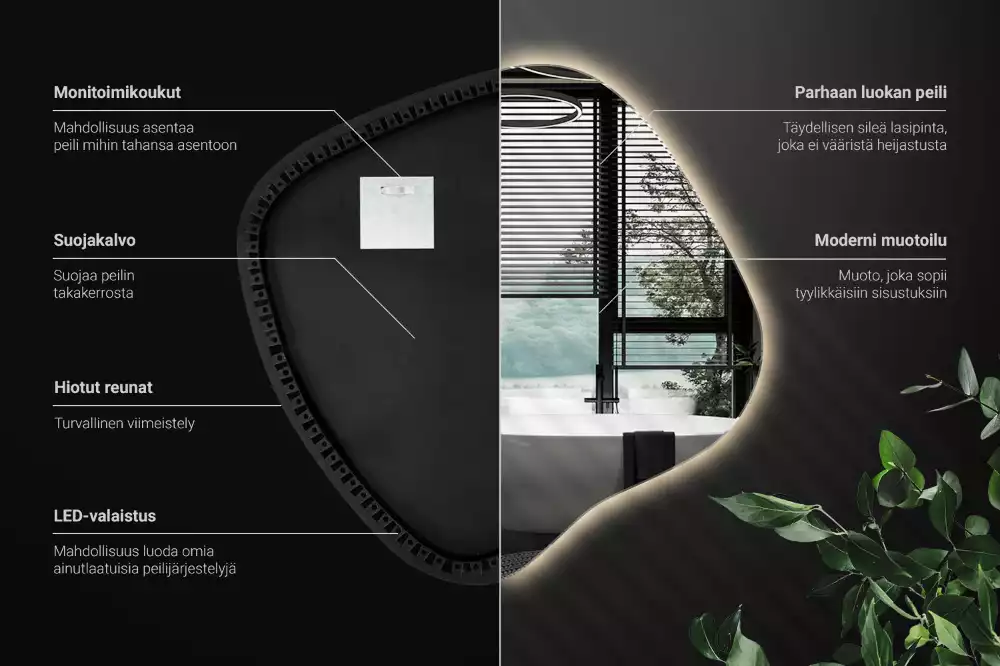 Zrkadlo v tvare škvrny s LED podsvietením jedinečné