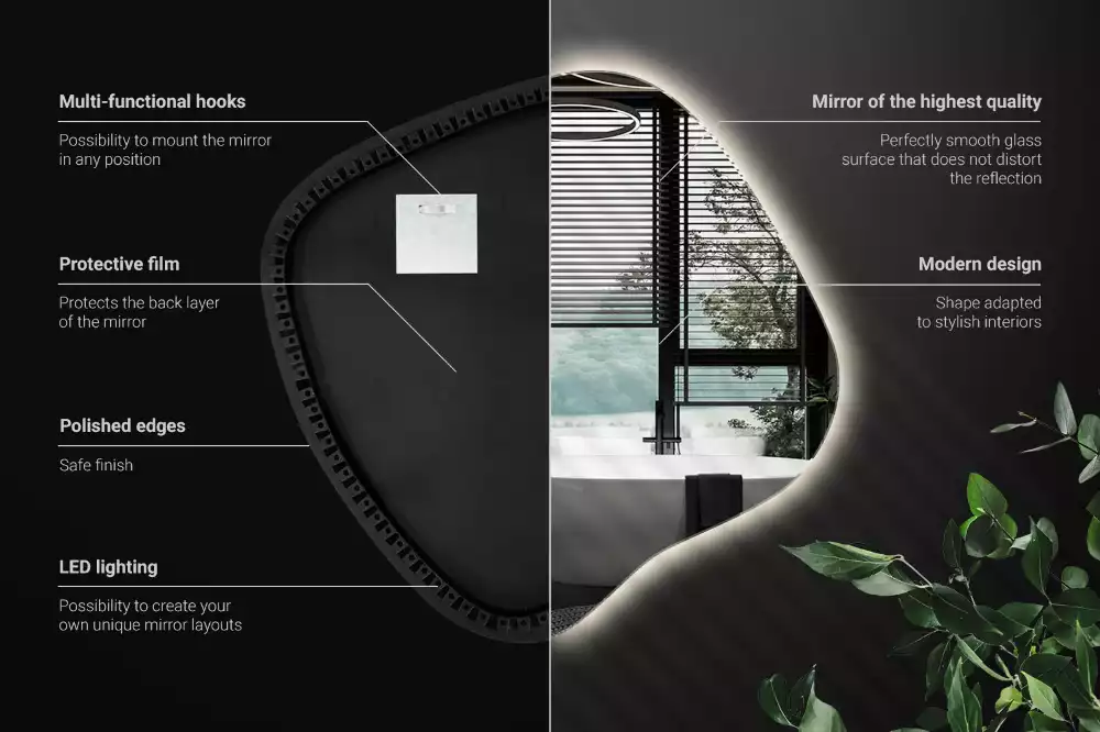Zrkadlo v tvare škvrny s LED podsvietením jedinečné