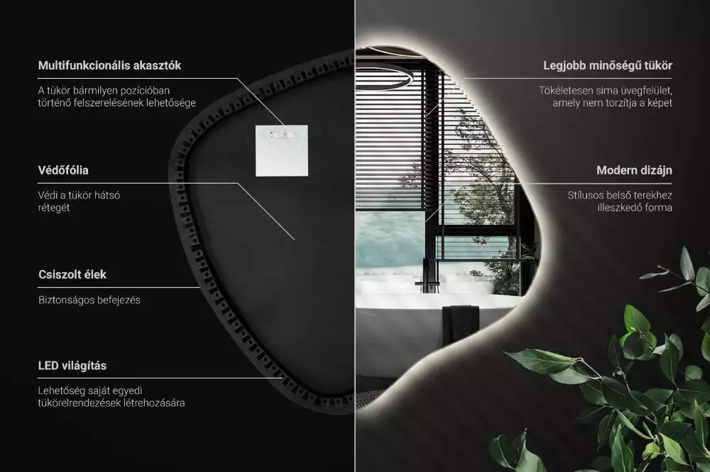 Zrkadlo v tvare škvrny s LED podsvietením jedinečné