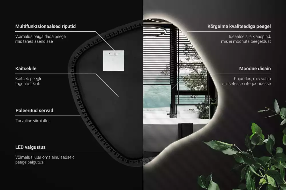 Zrkadlo v tvare škvrny s LED podsvietením jedinečné