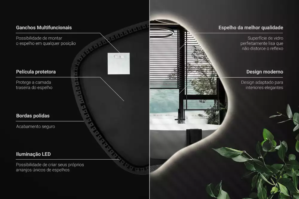 Zrkadlo v tvare škvrny s LED podsvietením jedinečné