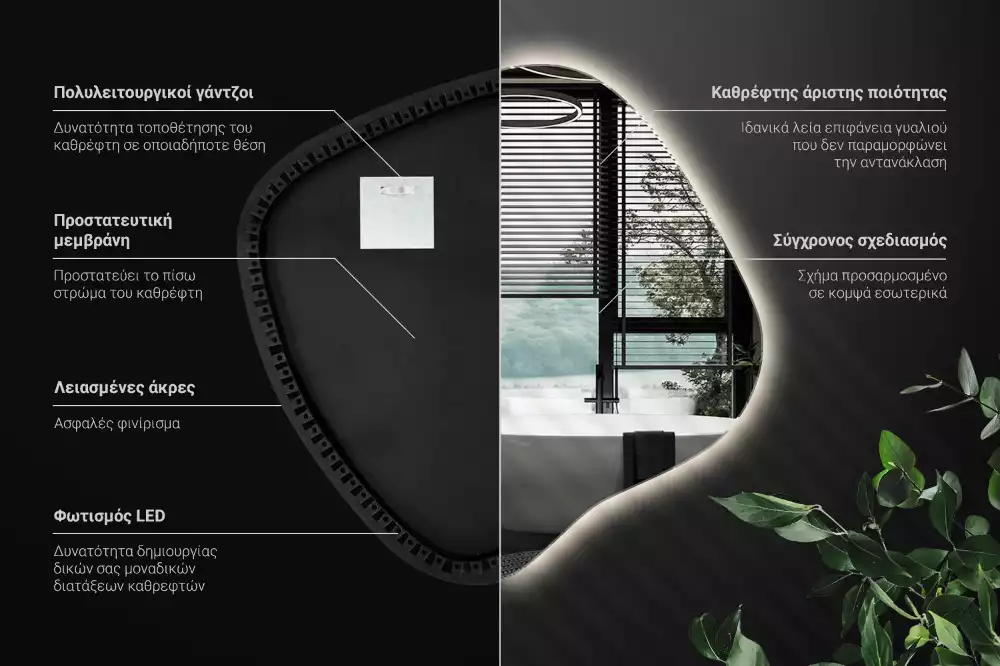 Zrkadlo v tvare škvrny s LED podsvietením jedinečné