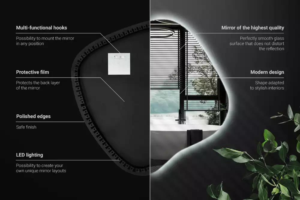 Zrkadlo v tvare škvrny s LED podsvietením jedinečné