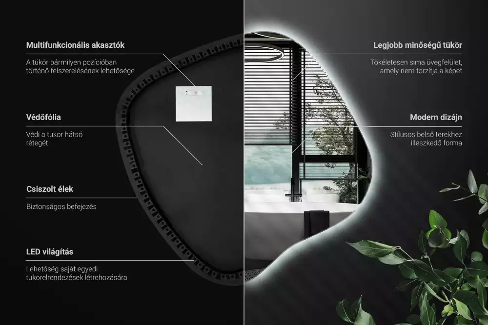 Zrkadlo v tvare škvrny s LED podsvietením jedinečné