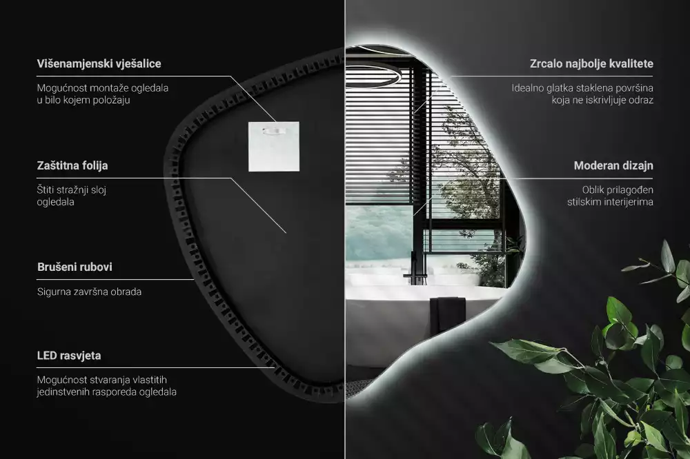 Zrkadlo v tvare škvrny s LED podsvietením jedinečné