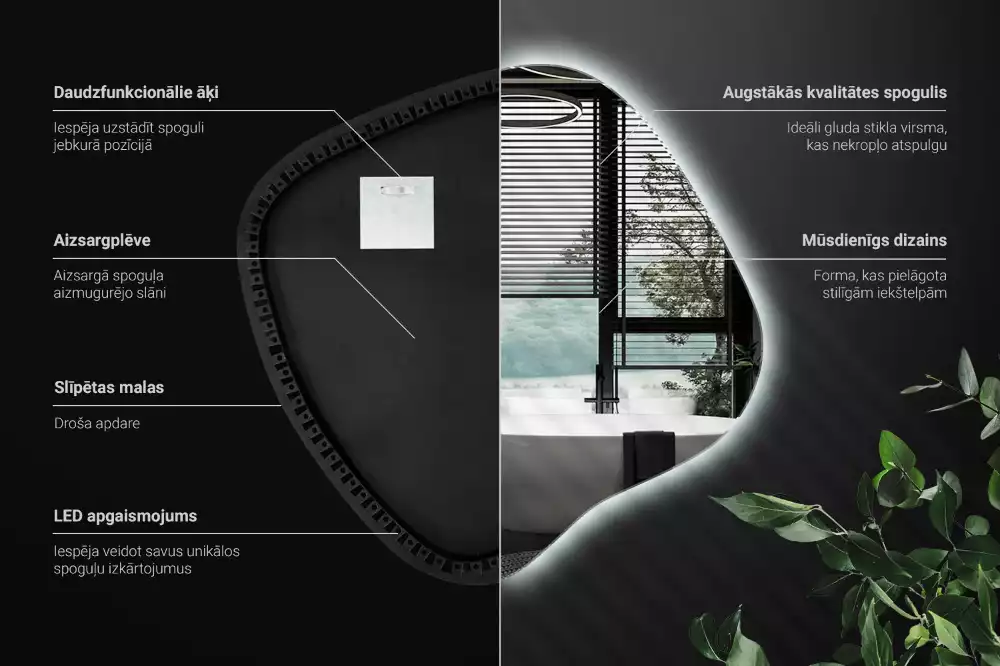 Zrkadlo v tvare škvrny s LED podsvietením jedinečné