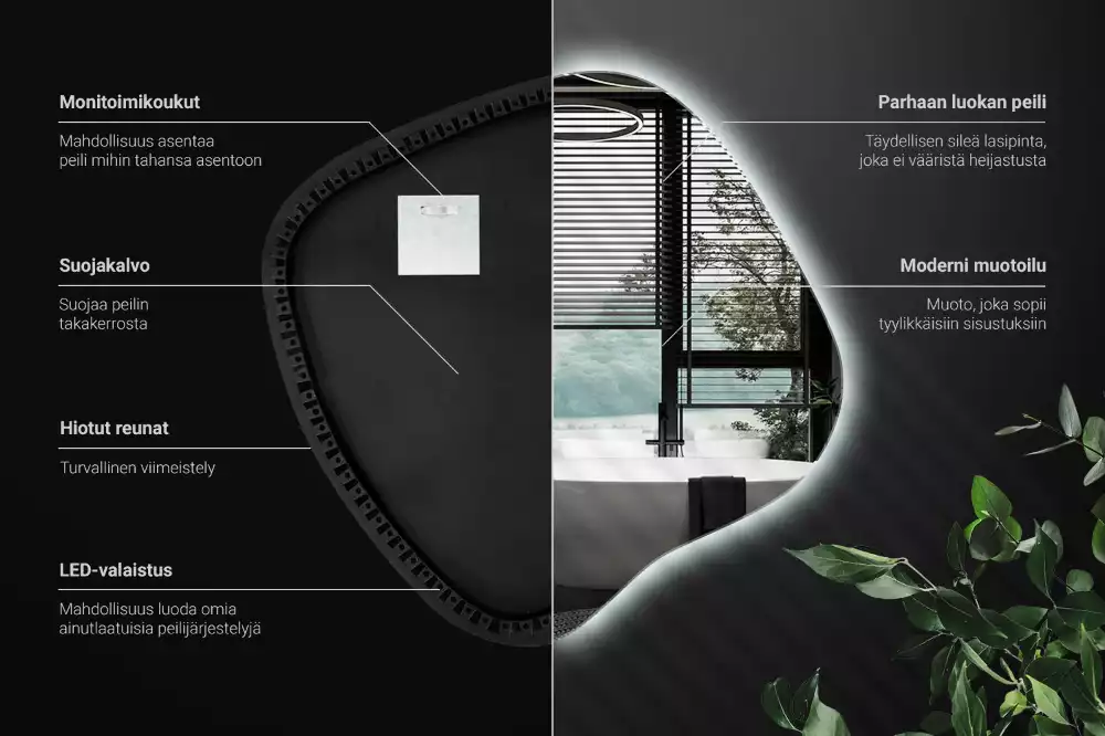 Zrkadlo v tvare škvrny s LED podsvietením jedinečné