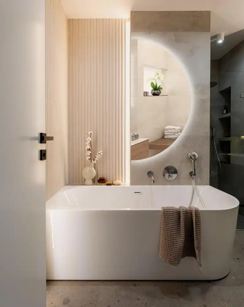 LED Polkruhové Zrkadlo štýlový doplnok