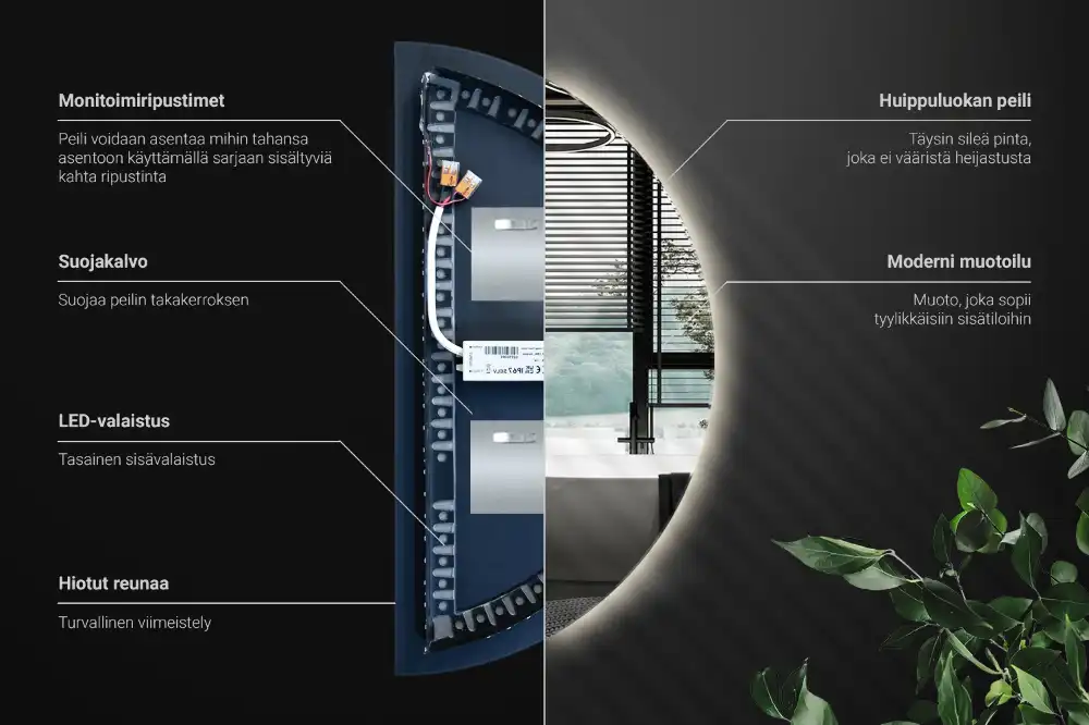 LED Polkruhové Zrkadlo štýlový doplnok
