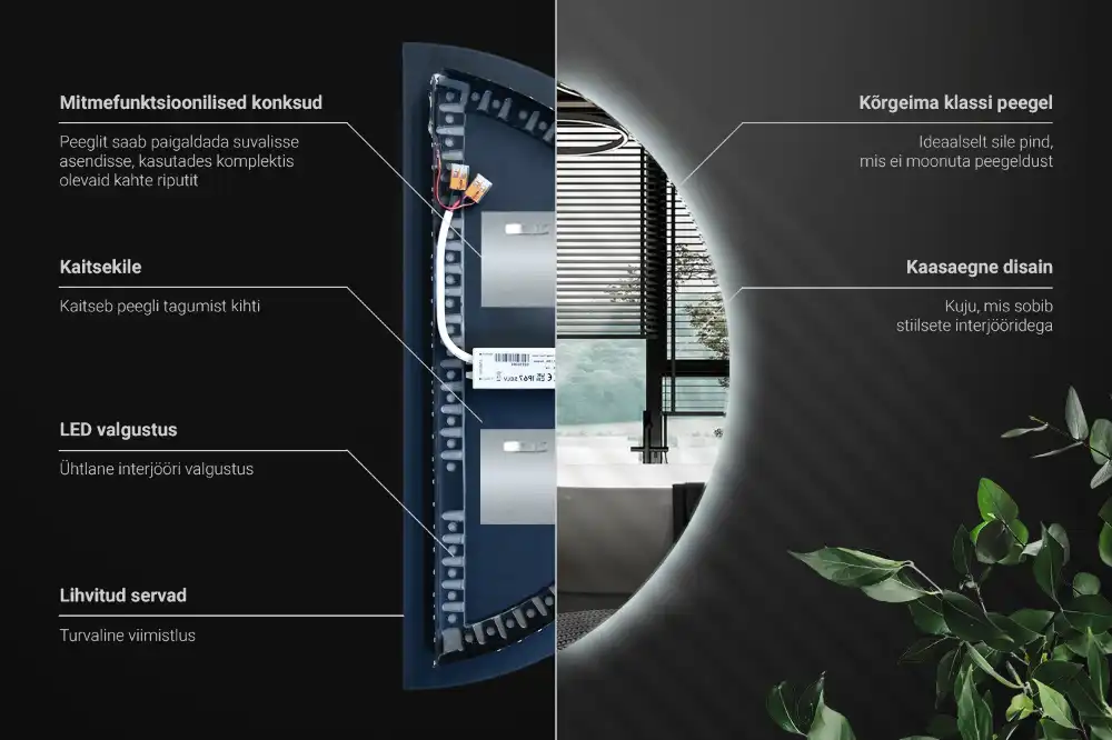 LED Polkruhové Zrkadlo štýlový doplnok