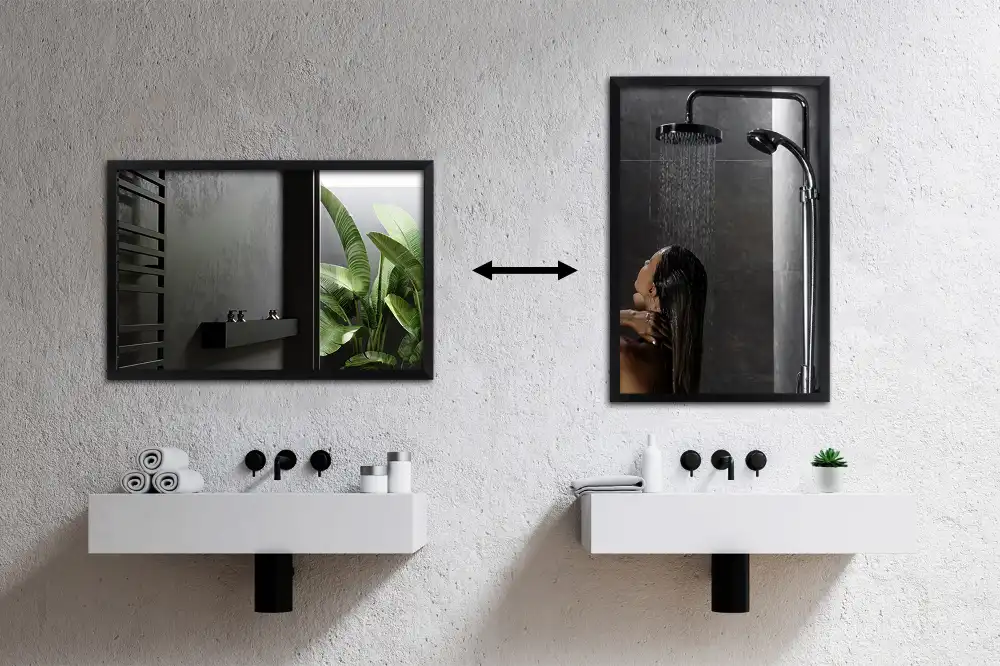 Obdĺžnikové zrkadlo nástenné s čiernym rámom