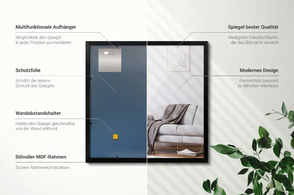 Obdĺžnikové zrkadlo nástenné s čiernym rámom