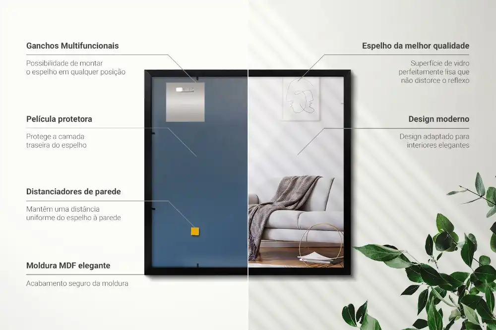 Obdĺžnikové zrkadlo nástenné s čiernym rámom