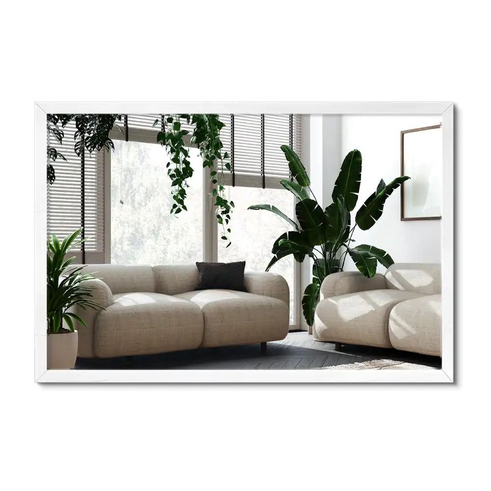 Obdĺžnikové zrkadlo ozdobné s bielym rámom