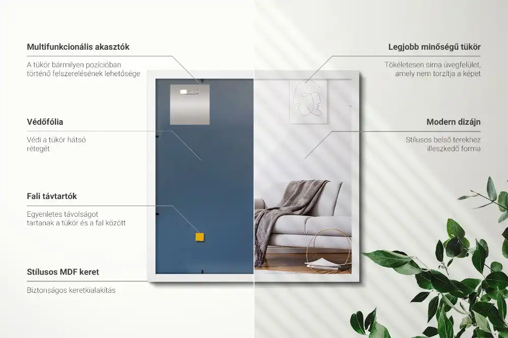 Obdĺžnikové zrkadlo ozdobné s bielym rámom