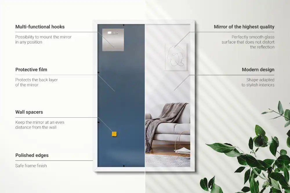 Obdĺžnikové zrkadlo ozdobné s bielym rámom