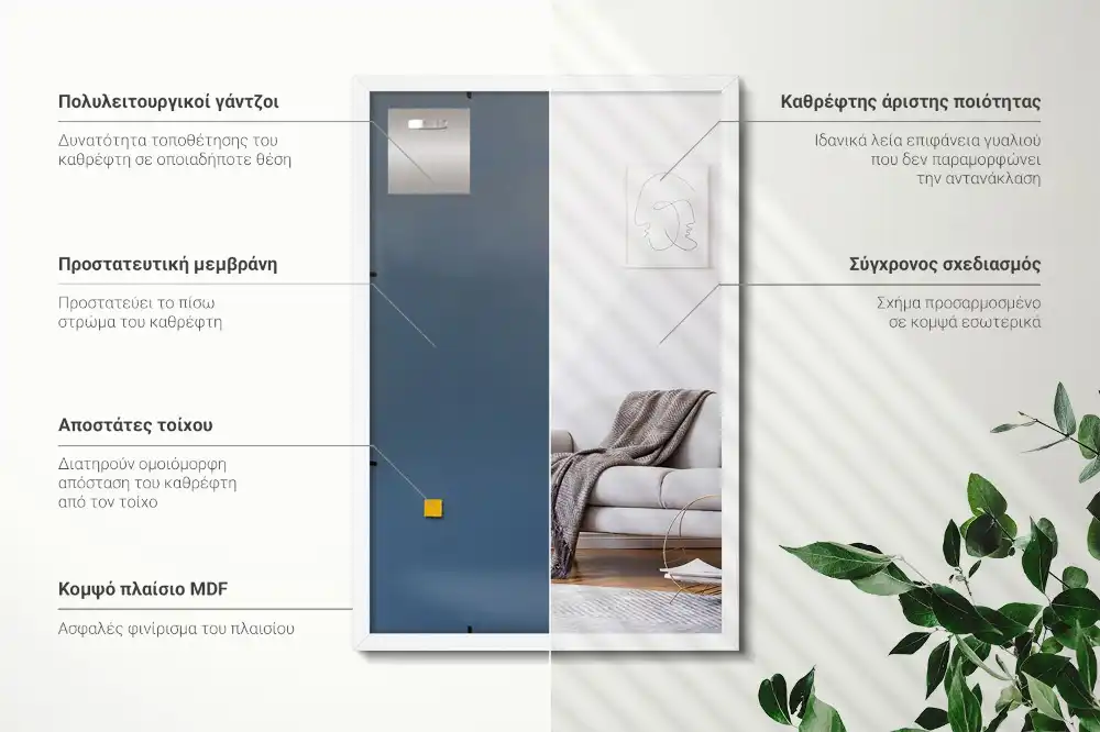 Obdĺžnikové zrkadlo ozdobné s bielym rámom