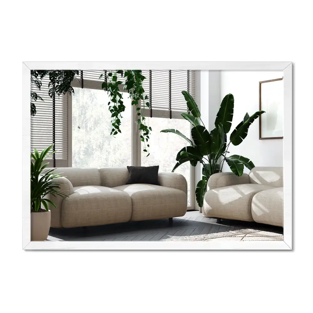 Obdĺžnikové zrkadlo ozdobné s bielym rámom