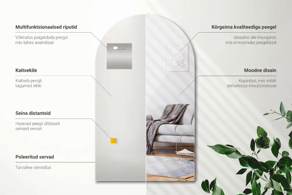 Oblúkové zrkadlo visiace dekoračné