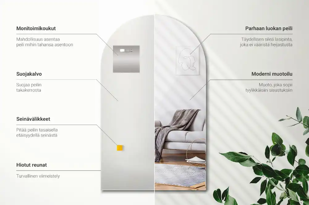 Oblúkové zrkadlo visiace dekoračné