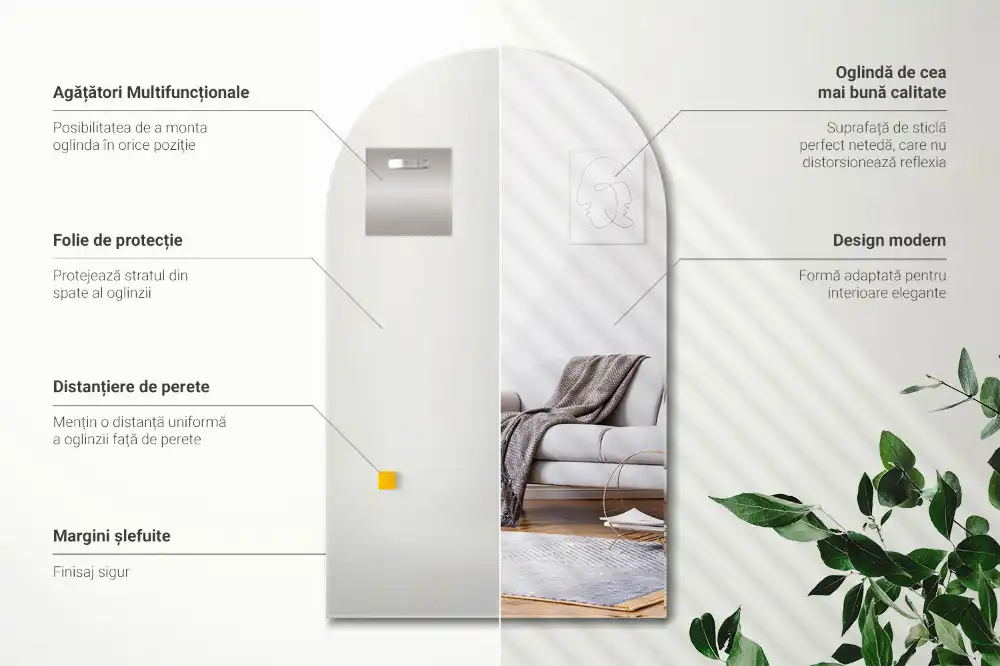 Oblúkové zrkadlo visiace dekoračné