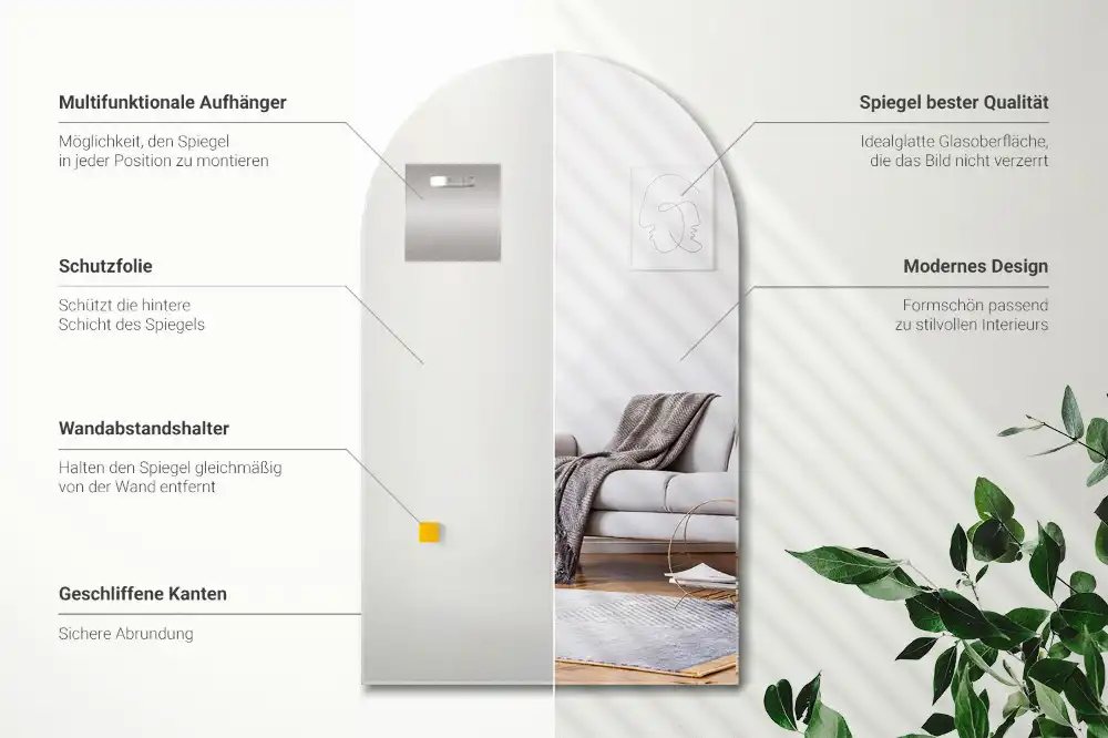 Oblúkové zrkadlo visiace dekoračné