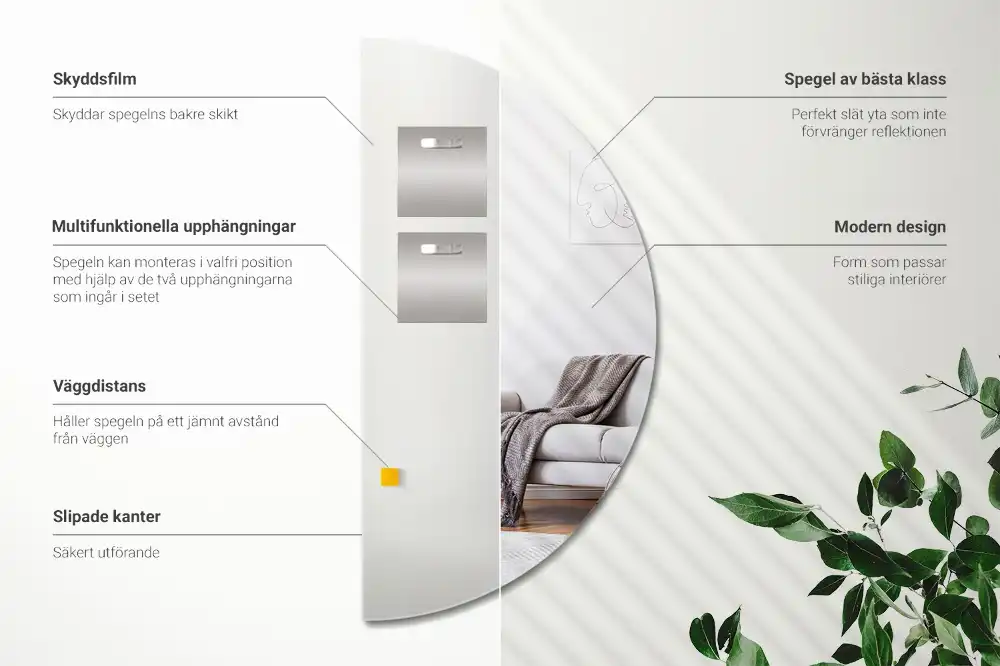 Polkruhové Zrkadlo nástenné bez rámu