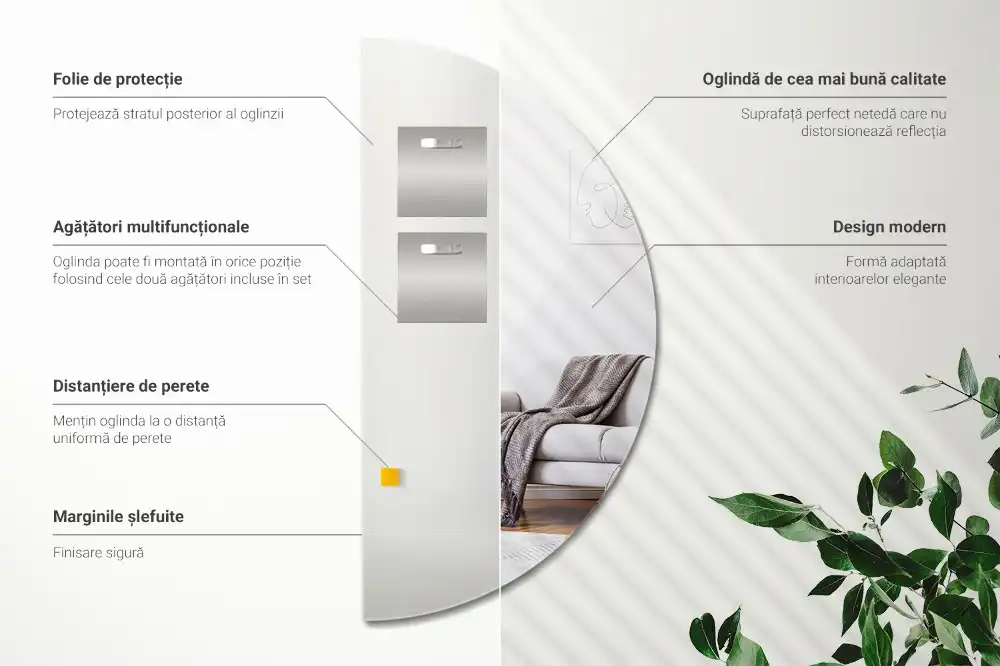 Polkruhové Zrkadlo nástenné bez rámu