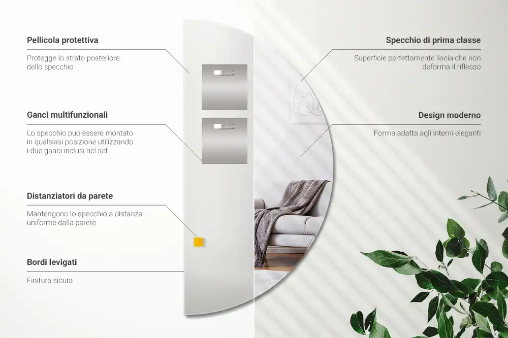 Polkruhové Zrkadlo nástenné bez rámu