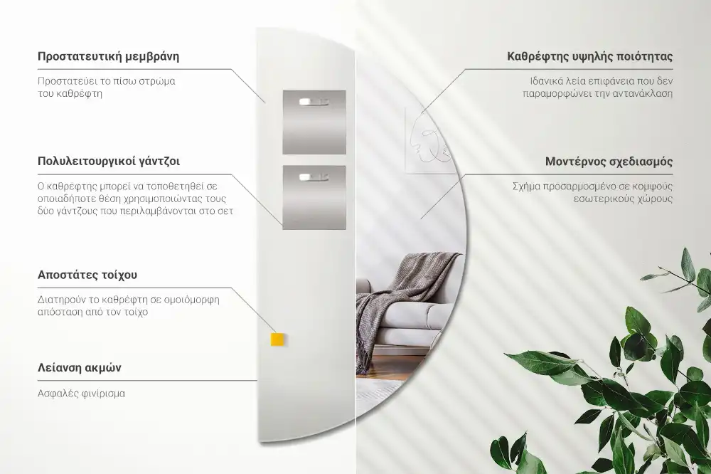 Polkruhové Zrkadlo nástenné bez rámu