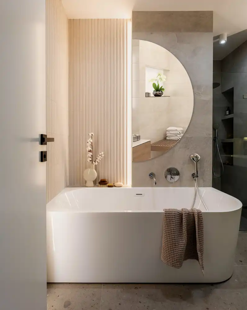 Polkruhové Zrkadlo nástenné bez rámu