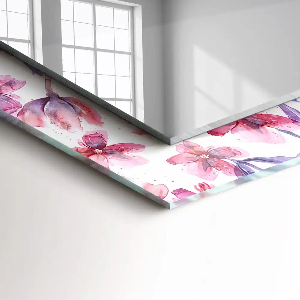 Obdĺžnikové dekoračné zrkadlo Akvarelové vzory s kvetmi