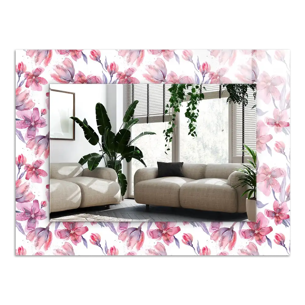 Obdĺžnikové dekoračné zrkadlo Akvarelové vzory s kvetmi