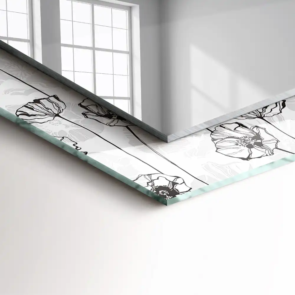 Obdĺžnikové zrkadlo s motívom Monochromatický vzor kvetov