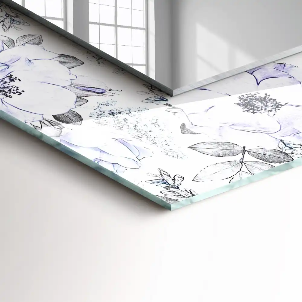 Obdĺžnikové dekoračné zrkadlo Kvety a listy