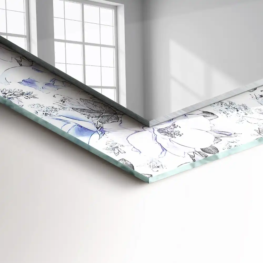 Obdĺžnikové dekoračné zrkadlo Kvety a listy