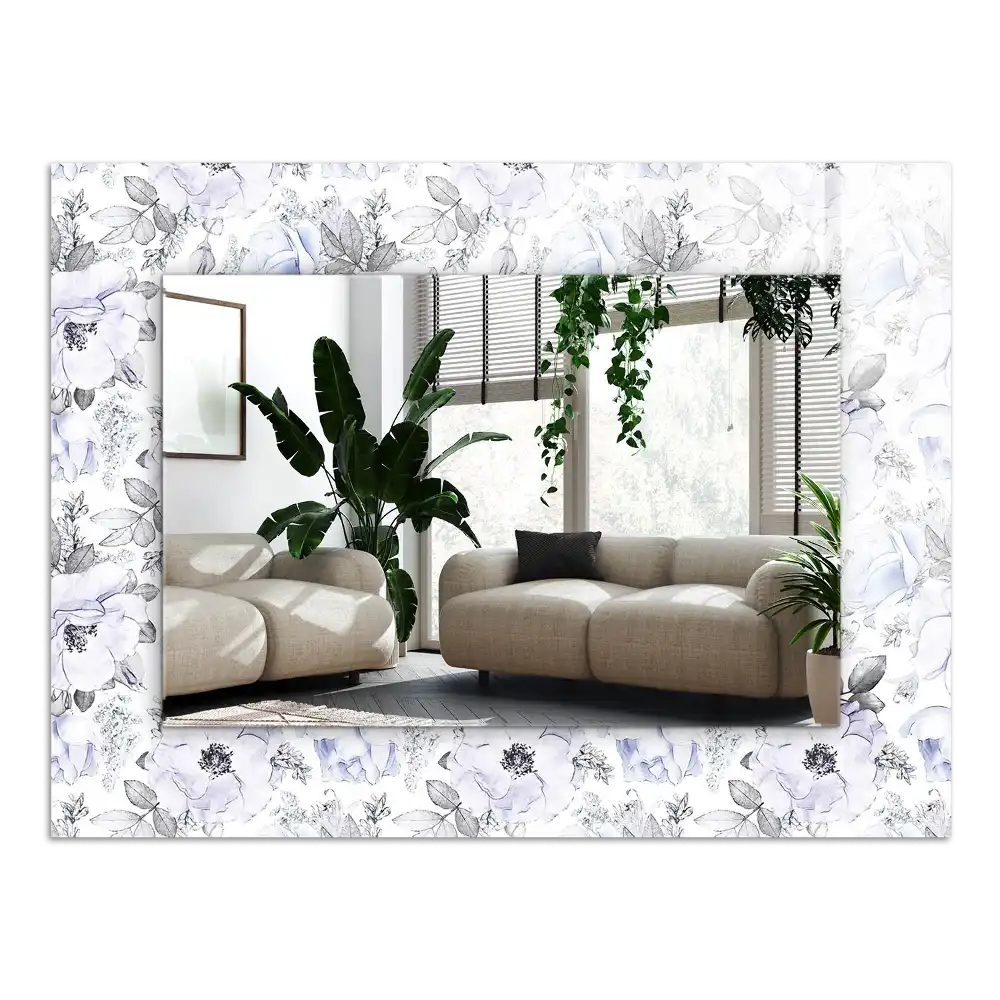 Obdĺžnikové dekoračné zrkadlo Kvety a listy