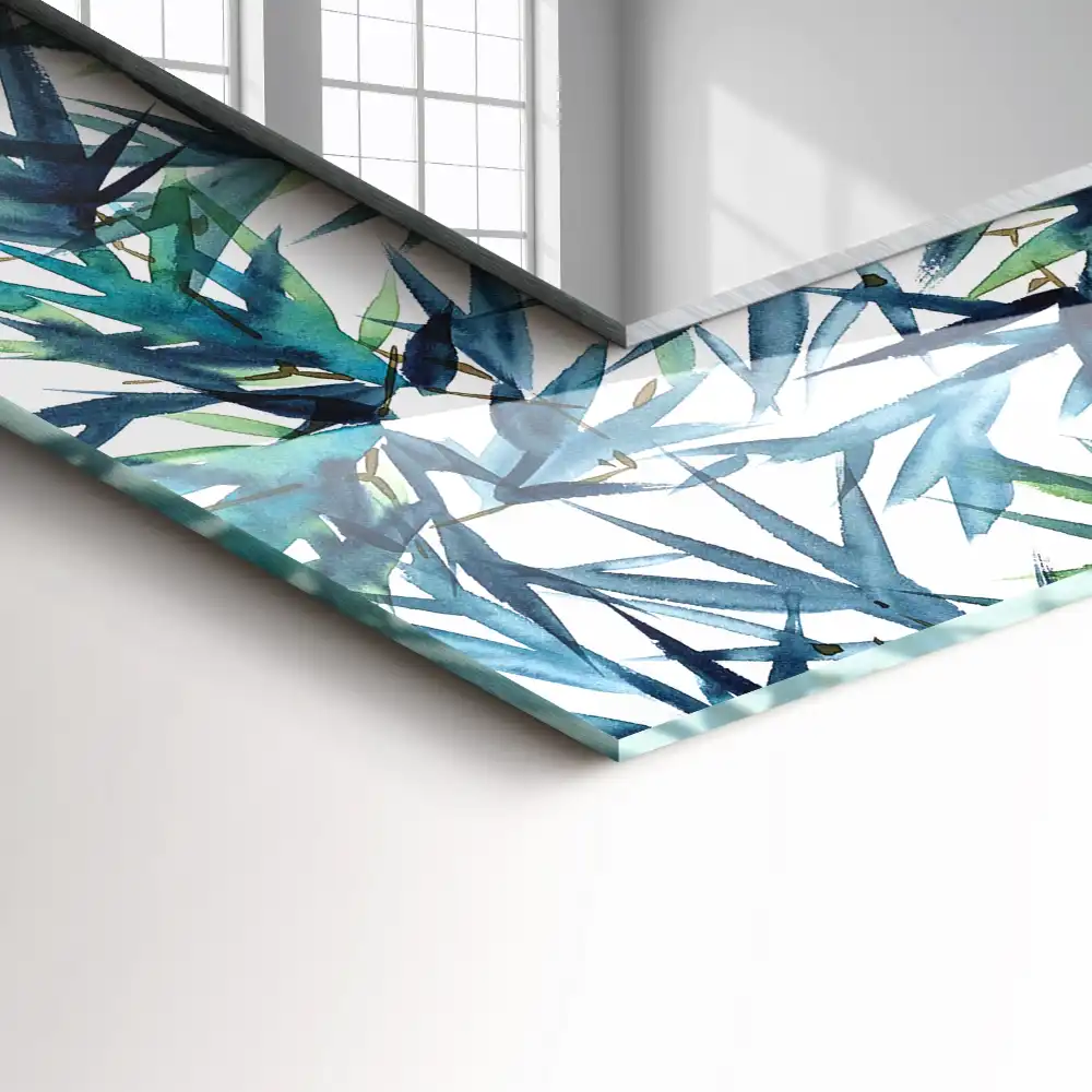 Obdĺžnikové dekoračné zrkadlo Akvarel bambusových listov