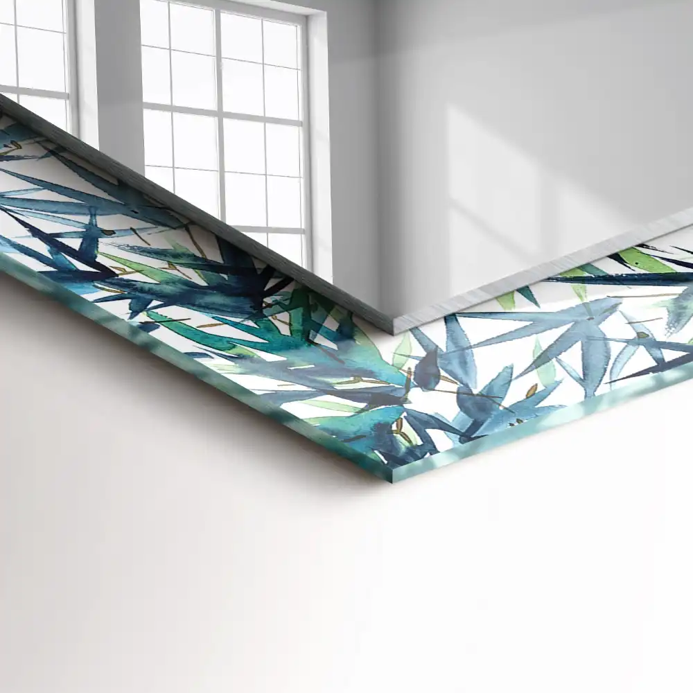 Obdĺžnikové dekoračné zrkadlo Akvarel bambusových listov