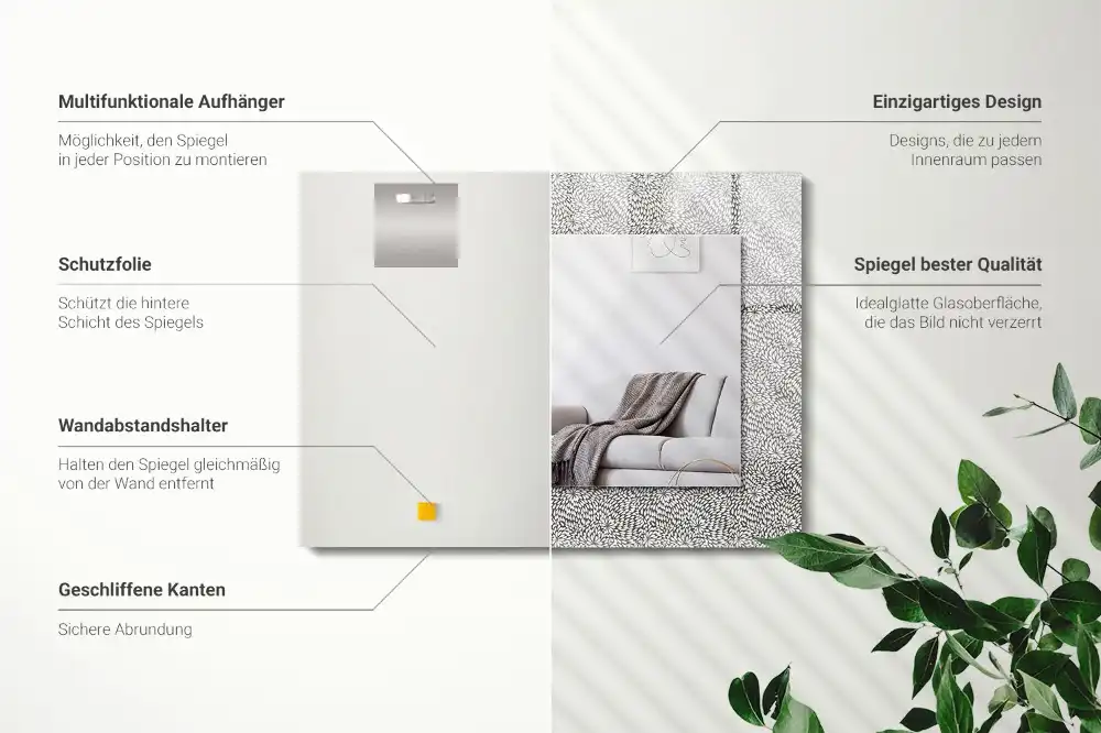 Obdĺžnikové zrkadlo s motívom 3D vzor