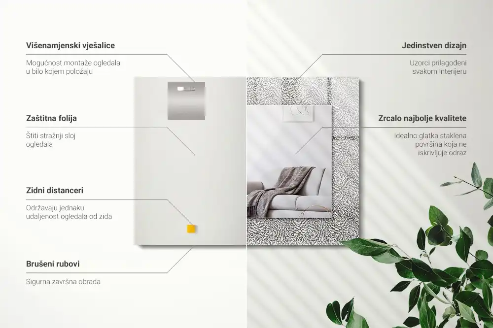 Obdĺžnikové zrkadlo s motívom 3D vzor