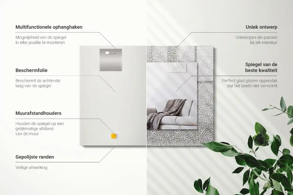 Obdĺžnikové zrkadlo s motívom 3D vzor