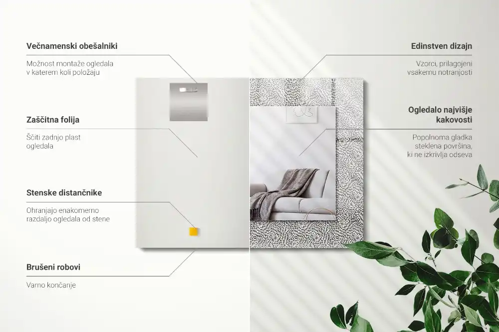 Obdĺžnikové zrkadlo s motívom 3D vzor