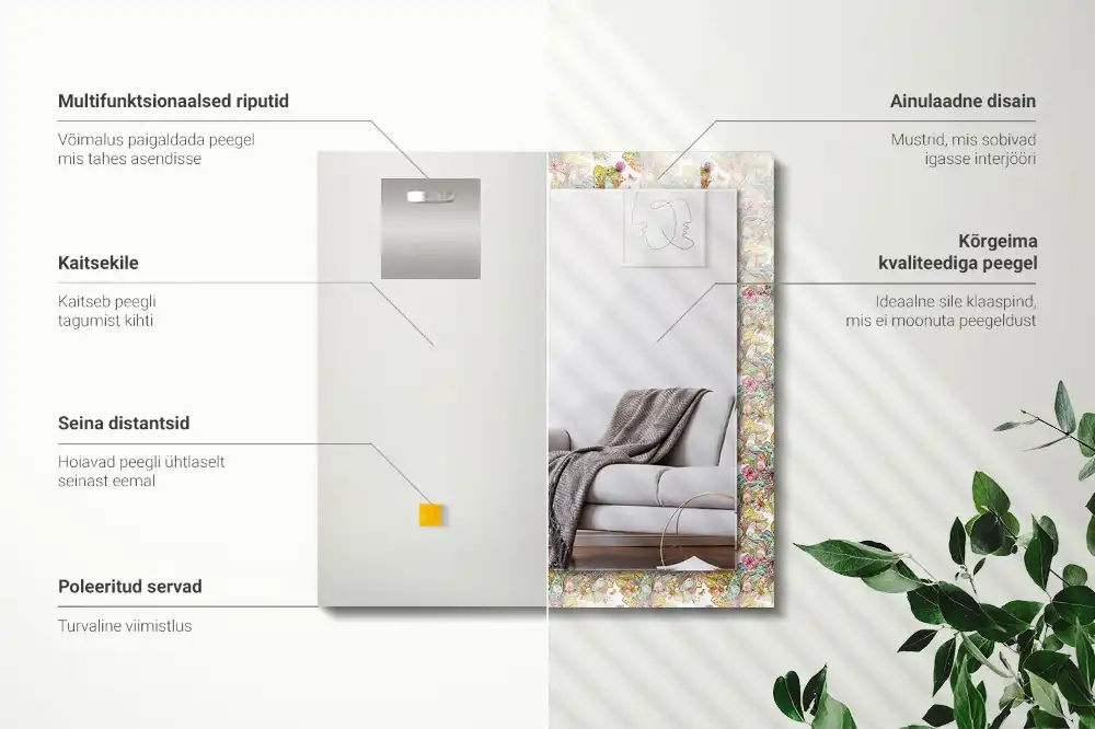 Obdĺžnikové ozdobné zrkadlo Farebné motýle kvety