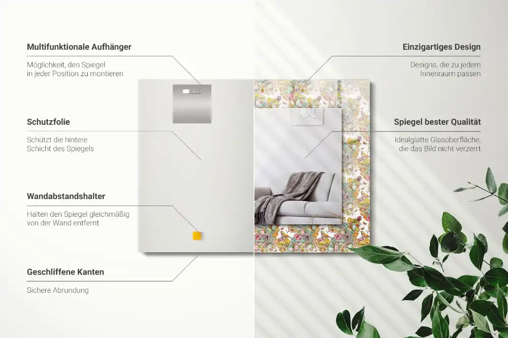 Obdĺžnikové ozdobné zrkadlo Farebné motýle kvety